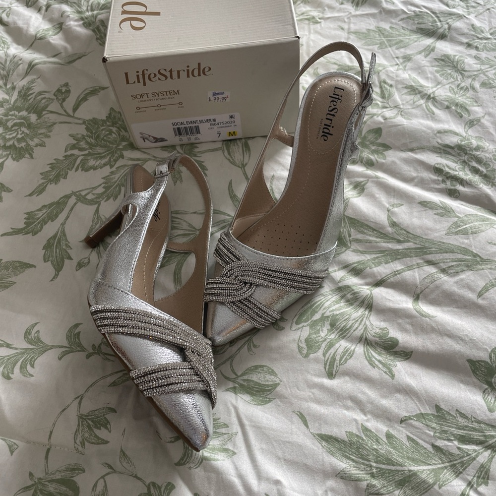 Life Stride Metallic Slingback Heels